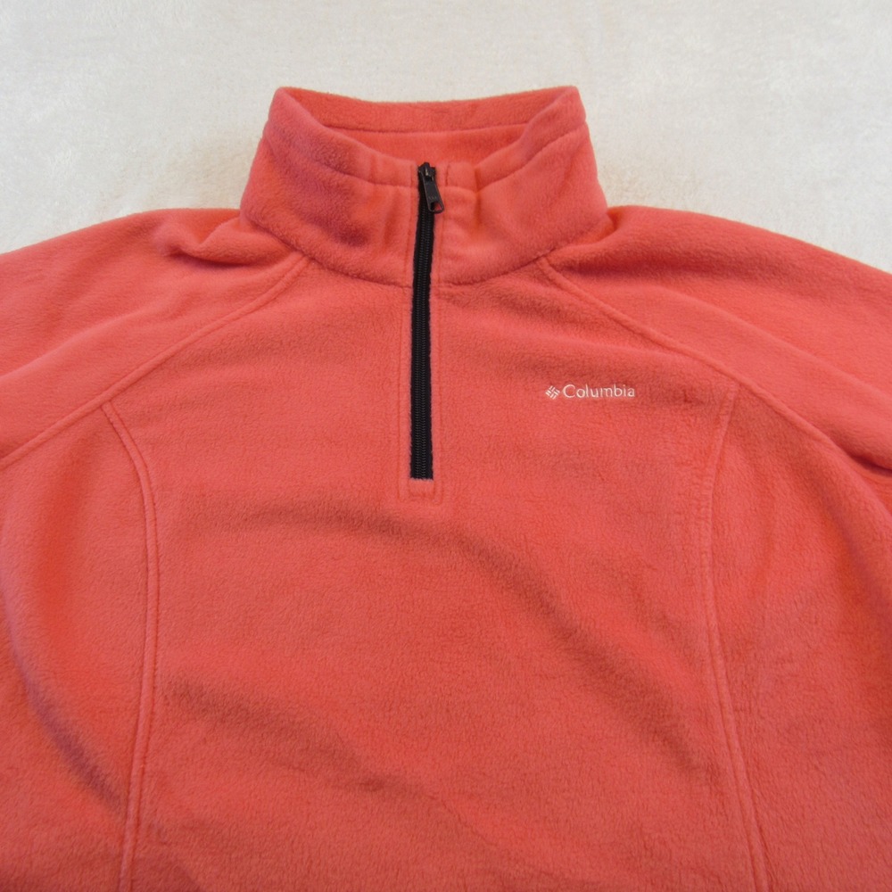 Columbia Fleece Pullover Women's XL Coral Pink Quarter Zip Mock Neck